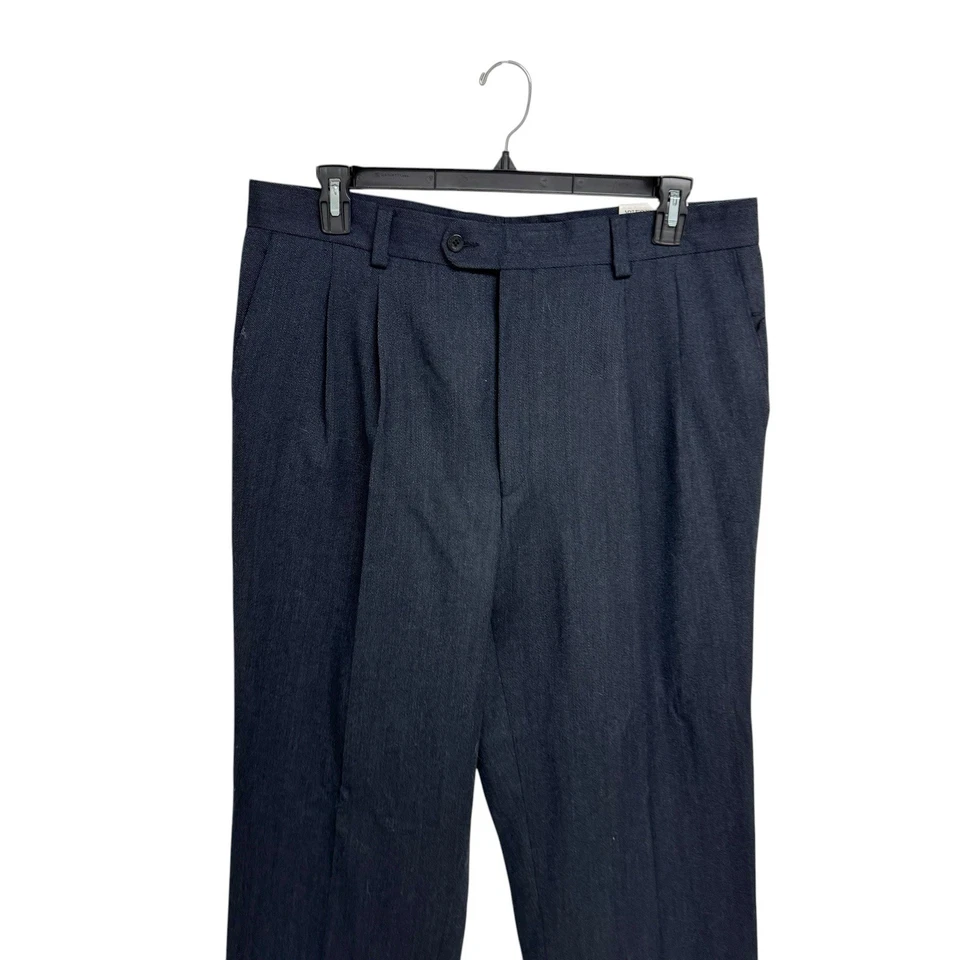 George Foreman Hombre Vestido Pantalón Plisado Frontal 100% Lana Talla 38W x 36L Foto 2 de 4