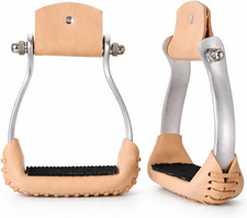 Horse Western Lightweight Aluminum Barrel Racing Saddle Rubber Grip Stirrups 519