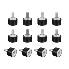 12pcs Rubber Mounts M4 Male Female Vibration Isolator Shock Absorber D15mmxH10mm