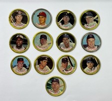 1964 Topps Lot Of 13 Metal Baseball Tokens Coins Hall Barber Armani