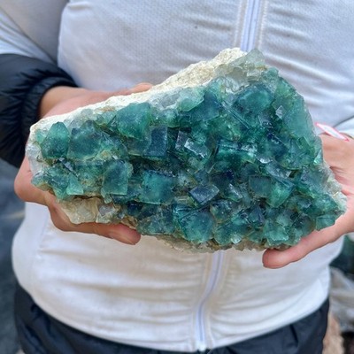 2.7LB Natural super beautiful green fluorite crystal ore standard sample Healing