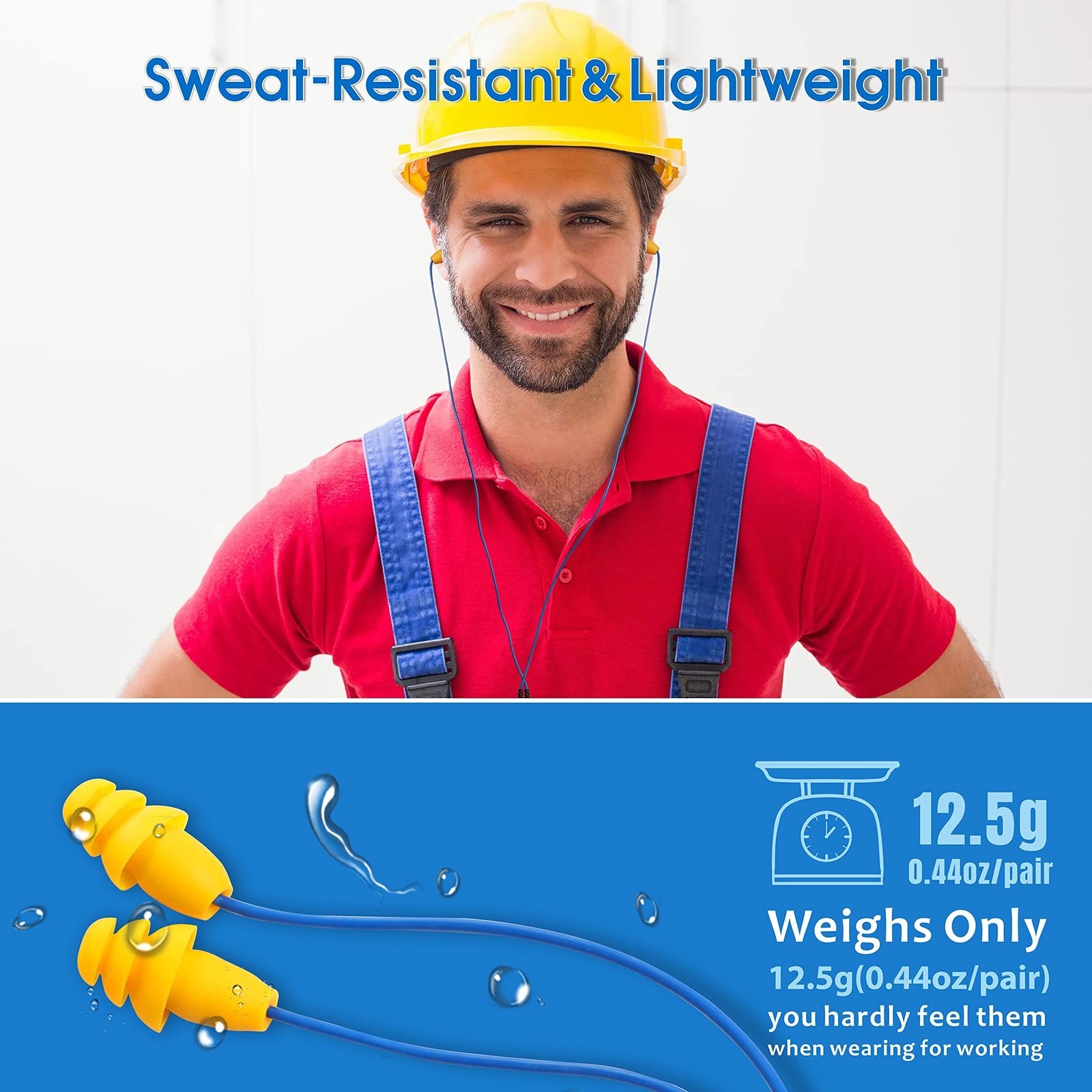 MIPEACE Ear Plug Headphones for Work, Work Earbuds USB Type C Blue (type-c)