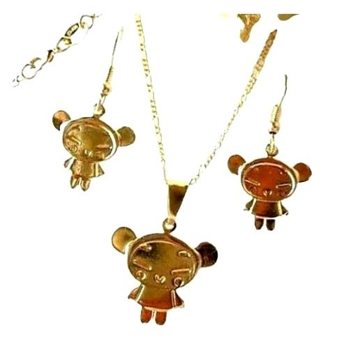 Bijoux enfant anti-allergie : parure Pucca en argent et plaqué or jaune pour peaux sensibles