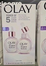 2-pk Olay SUPER SERUM 2- 30mL 1.0 oz 60 mL TOTAL W/Niacinamide, AHA Vit C E