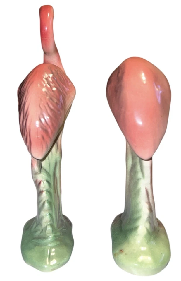 Par de estatuillas de flamenco rosa de colección MCM conjunto cerámica sin marca tropical Art Deco Foto 2 de 4