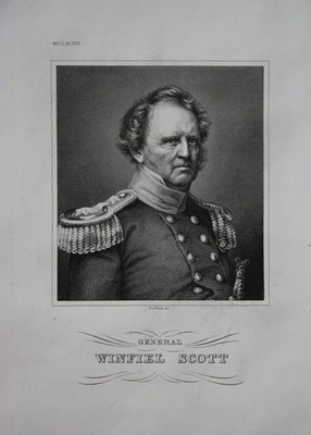 1840 - Winfield Scott general America Amerika Portrait engraving antique print