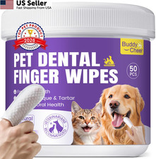 No-Rinse Dog Dental Care Wipes, Cat tooth 50 Ct, 1.Dental - Unscented