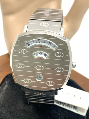 Gucci Unisex Watch YA157410 Swiss Quartz Jump Hour Dial Silver Steel 38mm Gucci Grip YA157410 | Ref. YA157410 Watches on Chrono24 main image 4
