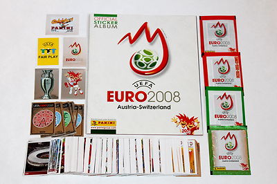 Panini EM EC Euro 2008 08   COMPLETE SET + EMPTY ALBUM vuoto vacio + 4 Packets 