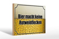 Holzschild Spruch 30X20 Cm Bier Keine Rotweinflecken Deko Schild Wooden Sign
