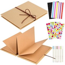 6 x 8 Inch Small Scrapbook Album with Brown Pages Foldable Photo Album with D...