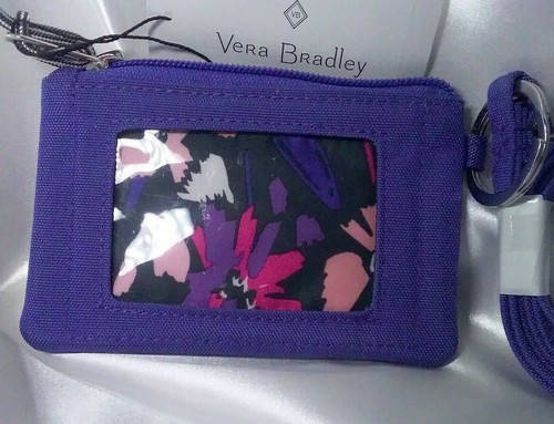 Vera Bradley 4-PC ZIP ID, LANYARD, KEYRING, LOBSTER HOOK in WISTERIA, Purple NWT - Picture 4 of 9