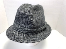 Vintage Dorfman Pacific Men's Medium Black  Gray Wool Blend Tweed Fedora Hat