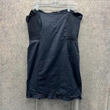 Ralph Lauren Dress Womens 12 Blue Navy Strapless Ruffle Hem Cotton Blend Vintage