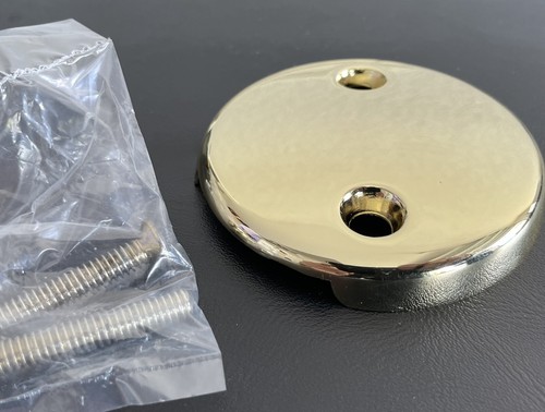 Universal 2-hole Polished Brass Overflow Faceplate W/ Matching Screws - Picture 7 of 9