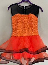 A Wish Come True Orange and Black Jazz/Tap Costume -Adult Medium