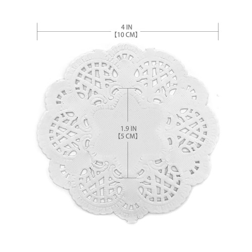 5MLGgoods 250 Pack Paper Doilies, 3.5 to 10.5 In White Lace Round assorted sizes - Bild 29 von 79
