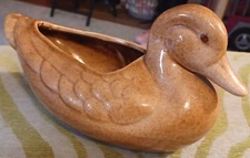 Vintage Ceramic Pottery Brown Mallard Duck Planter Dish 145 M Shopko Bird Dish