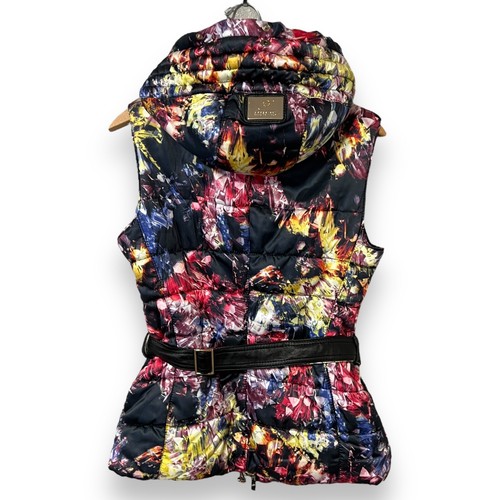Gorski Apres Ski Vintage Y2k 90s Leopard Multi Colored Puffer Hooded Vest Small - Picture 9 of 15