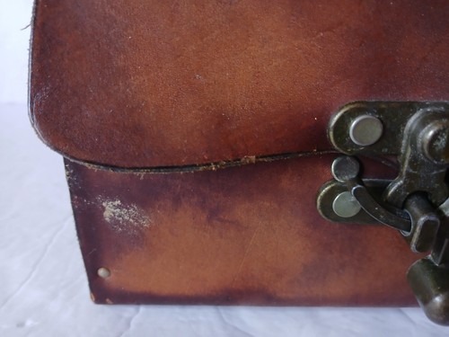 Vintage Leder Holz Schatulle/Denken Handwerker handgefertigt bunte Phila Volksfest. - Bild 14 von 14