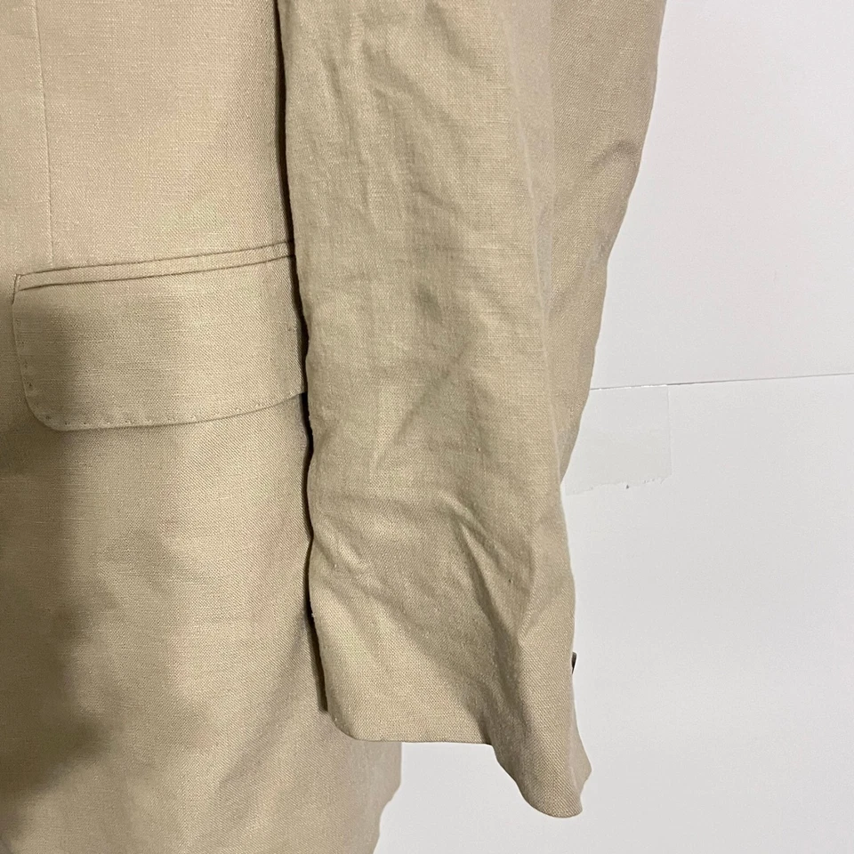 Sean John Mens Linen Rayon Jacket Blazer Size 40S Beige 3 Button Coat - Image 3 of 4