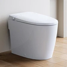 Non-electric Elongated Smart Bidet Toilet Built-in Pressure-Assisted System 