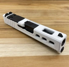For Glock 43 43x WHITE Complete Slide Lighting Port RMSc Cut PORTED BLACK Barrel