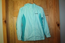 Columbia Women's Pale Aqua Hooded Full Zip Omni-tech Windbreaker - S