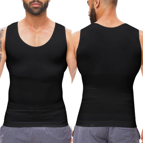Herren T-Shirt Schlankmacher Body Shaper Bauch Brust Kompression Weste Gürtel Tank Top - Bild 15 von 28