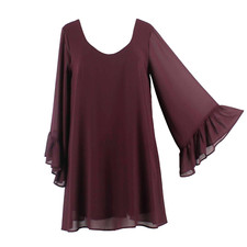 Show Me Your Mumu Dress Sz S Purple Flowy Bell Sleeve 100% Poly Bohemian Dress