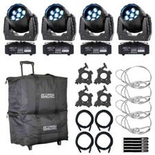 Eliminator Lighting Stealth Wash Zoom Moving Head Yoke Light Fixtures 4 Pack ...