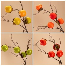 Set of 2 Artificial Persimmon Branches - Lifelike Decorative Stems