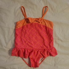 Crown  Ivy Orange And Pink Girls Swimsuit 6X