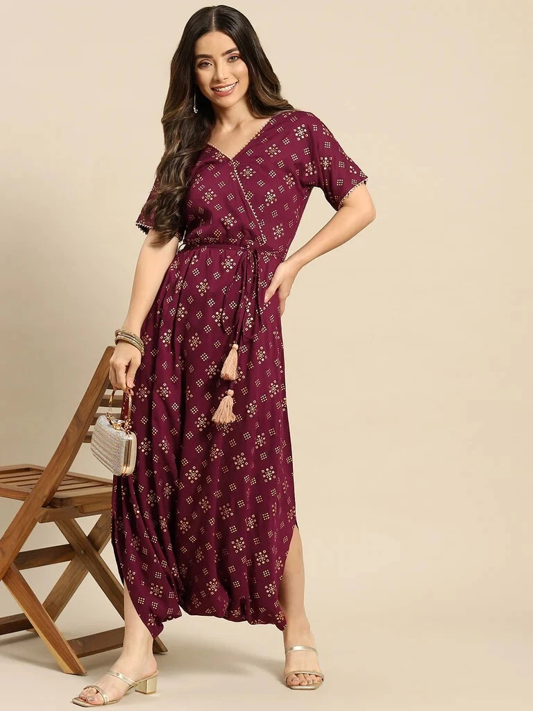 Buy Maroon Zardozi Embroidered Dhoti Style Jumpsuit For Women by Natasha J  Online at Aza Fashions.