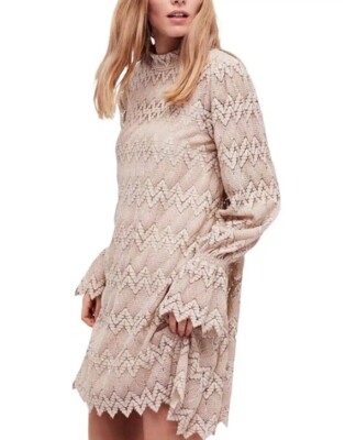 FREE PEOPLE Simone Neutral Combo Lace Dress Size M NWT $128 | eBay