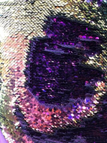 Mermaid Sequins 2tone Iridescent Purple/lilac Reversible Sequins On Spandex Base - Picture 4 of 10