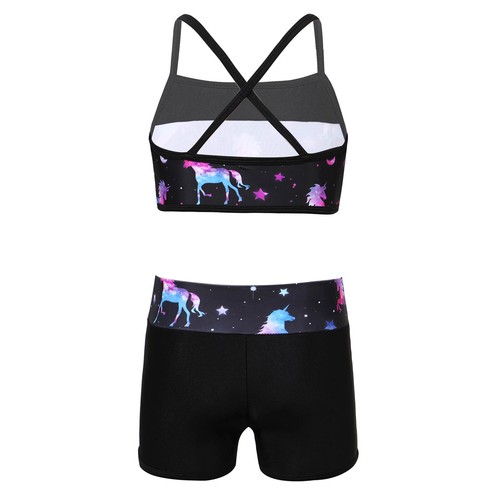 Kids Girls Swimsuit Gymnastic Sportwear Two Piece Swimwear Swimming Activewear - Picture 68 of 87
