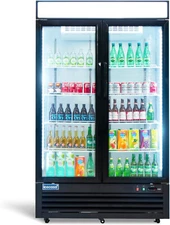 48" Commercial Glass Door Refrigerator, 2 Door Reach-In Merchandiser 36 Cu.ft
