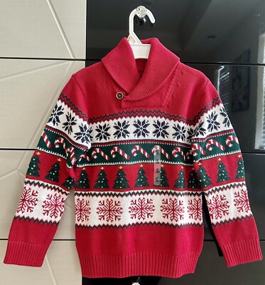 Children's Place Boys Size 4T Holiday Christmas Fairisle Shawl