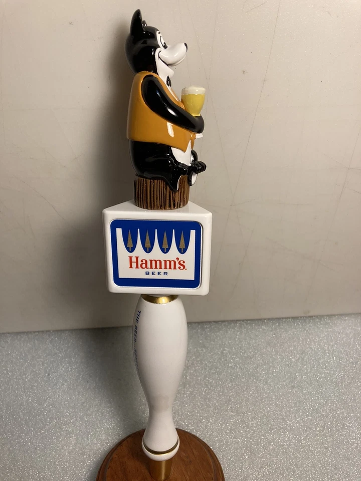 HAMMS THEO THE BEAR WITH A BEER ON A STUMP draft beer tap handle. WISCONSIN - Image 4 of 4