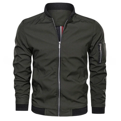 NEU Herren Full Zip Bomber Jacke Leicht Windjacke Freizeit Frühling Herbst Dünn - Bild 9 von 21