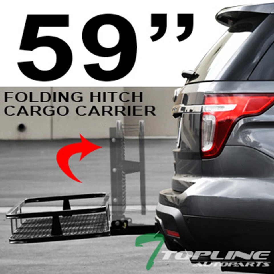 Topline 59" Mesh Foldable Trailer Hitch Cargo Carrier Basket For Chevy T04 - Blk - Изображение 3 из 4