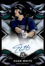 2019 Bowman Platinum Cut Autographs Evan White Auto 28/50 Seattle Mariners