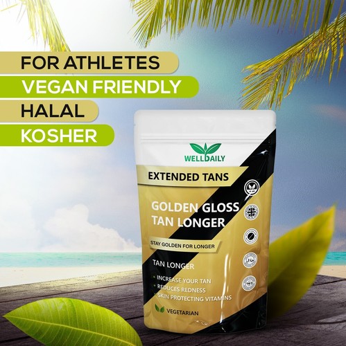 Golden Gloss Tan Extender 360 Tablets Vitamins A, E Melanin Vegan Immune Support - Picture 3 of 10