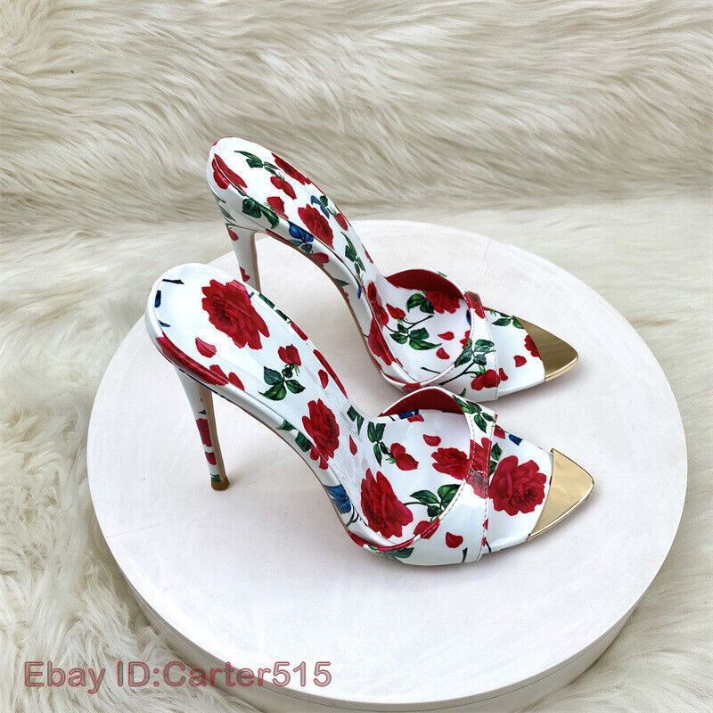 PANTOFOLA D’ORO Ciabatte donna tacco alto a punta stiletto mules fiori scarpe sandali festa