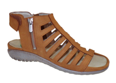 Naot PITAU Amber Nubuck Leather Gladiator Ankle Strappy Zip Sandals Sz 37/7