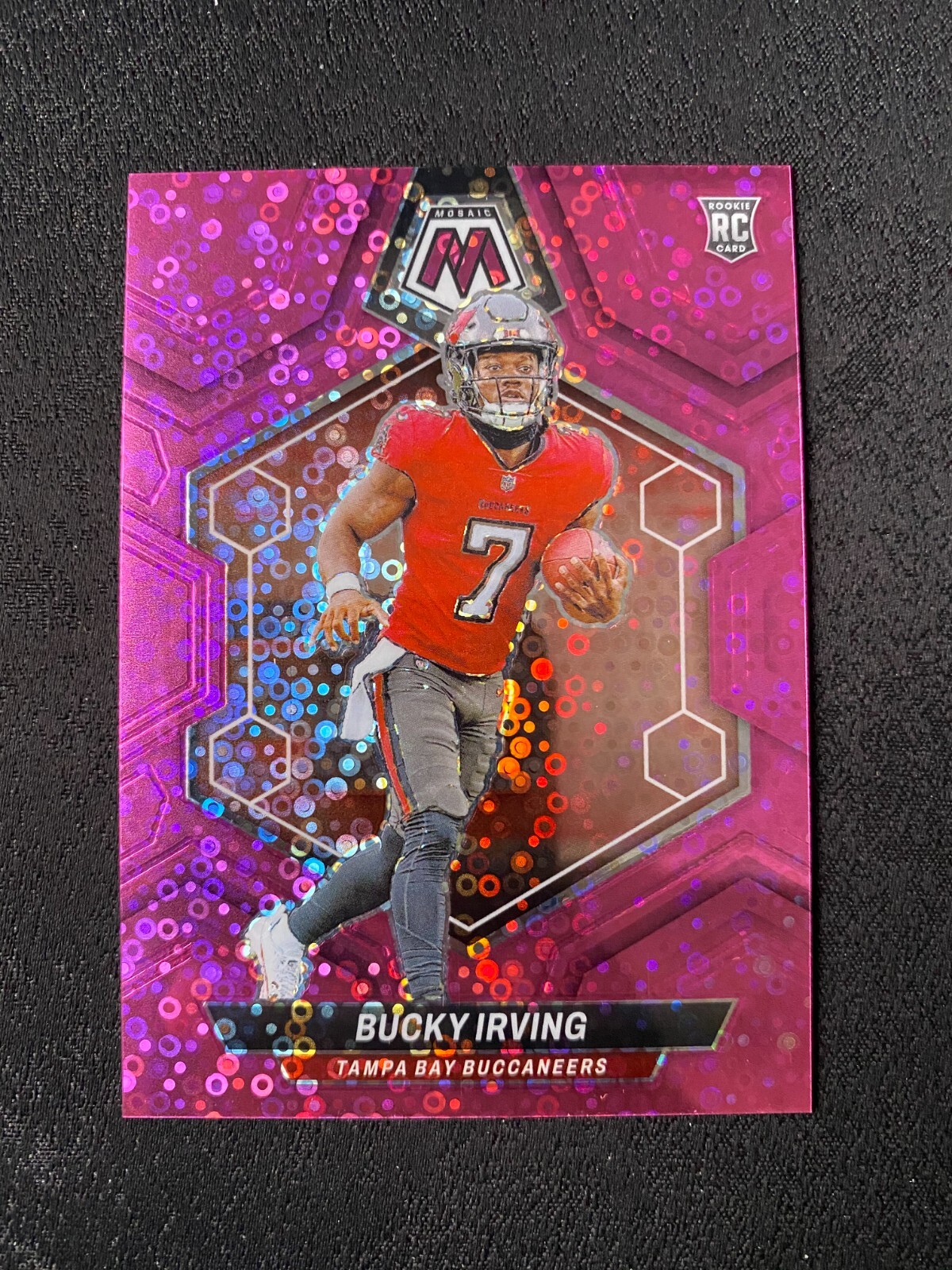 2024 Mosaic Football Bucky Irving Pink Disco No Huddle Rookie RC 06/20 #385