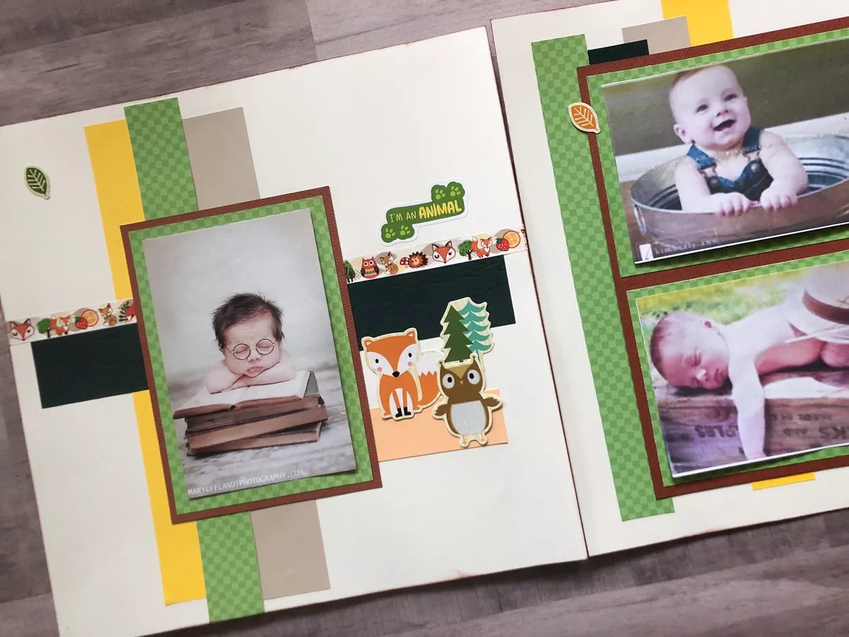 Baby Boy Scrapbook Layout, 12 by 12 Scrapbook Pages, Baby Scrapbook Pages