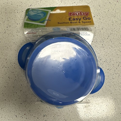 Nuby Bowl Lid Spoon Easy Go Feeding Kit 6+ mo BPA Free Pink Blue Gr New - Picture 7 of 17