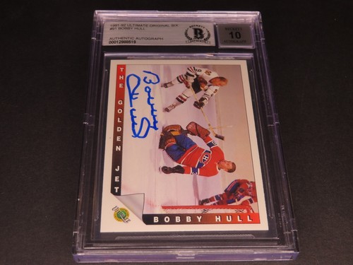 Bobby Hull Firmado 1991-92 Ultimate Original Seis Tarjetas #91 Blackhawks Beckett Certificado de Autenticidad - Imagen 5 de 7